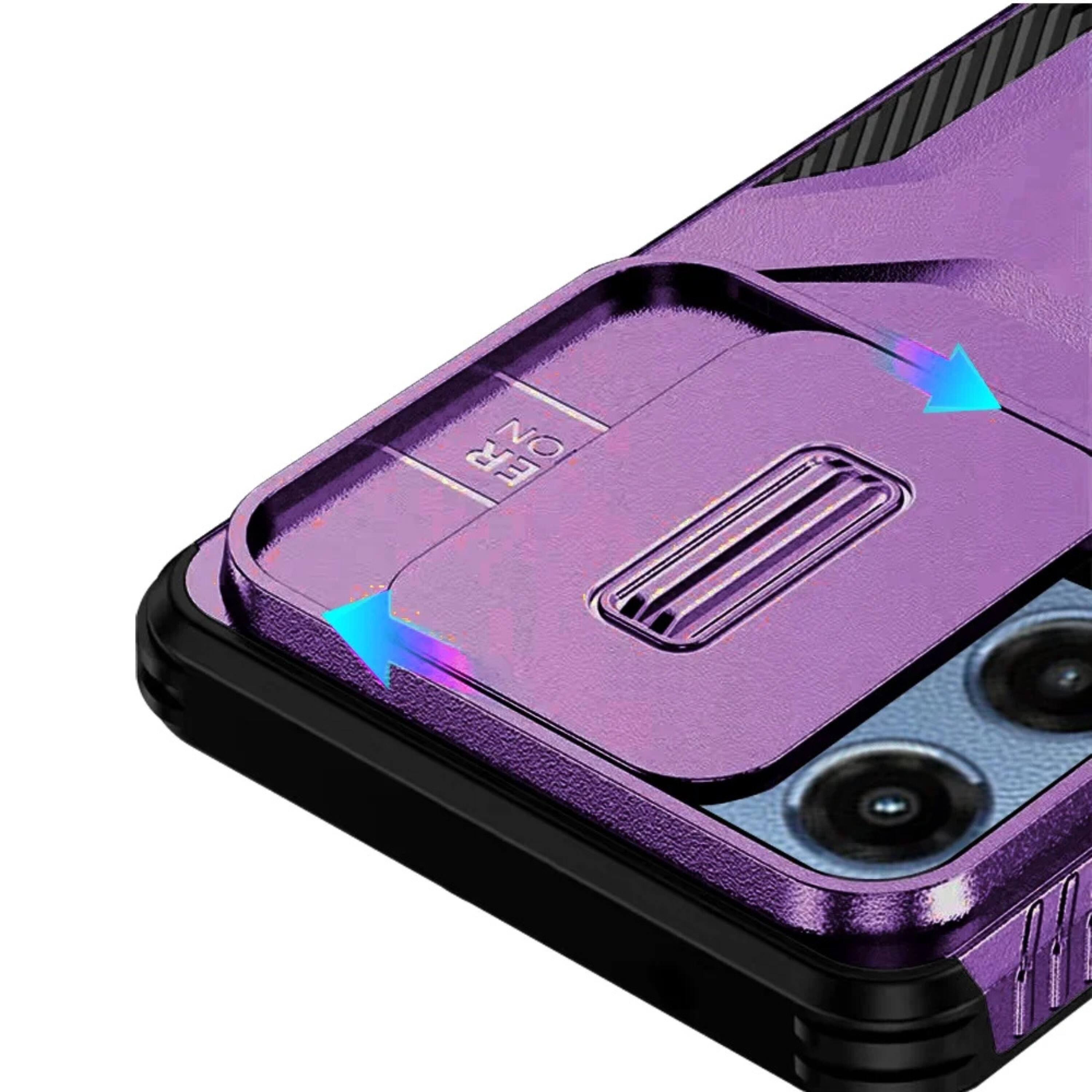 Left. Kitcheniva - Side Grip Rugged Case For Moto G 2025 2026 G Play 2026 With Sliding Camera Cover Dark Purple - Dark Purple.