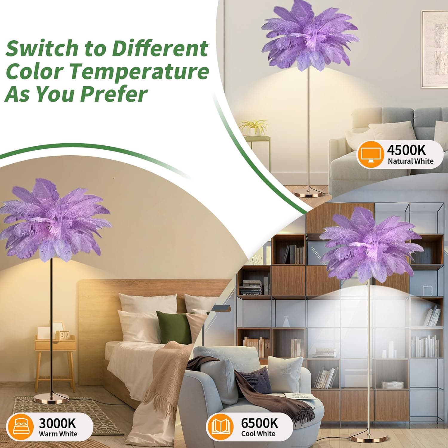 Switch to Different Color Temperature As You Prefer

4500K Natural White

3000K Warm White

6500K Cool White