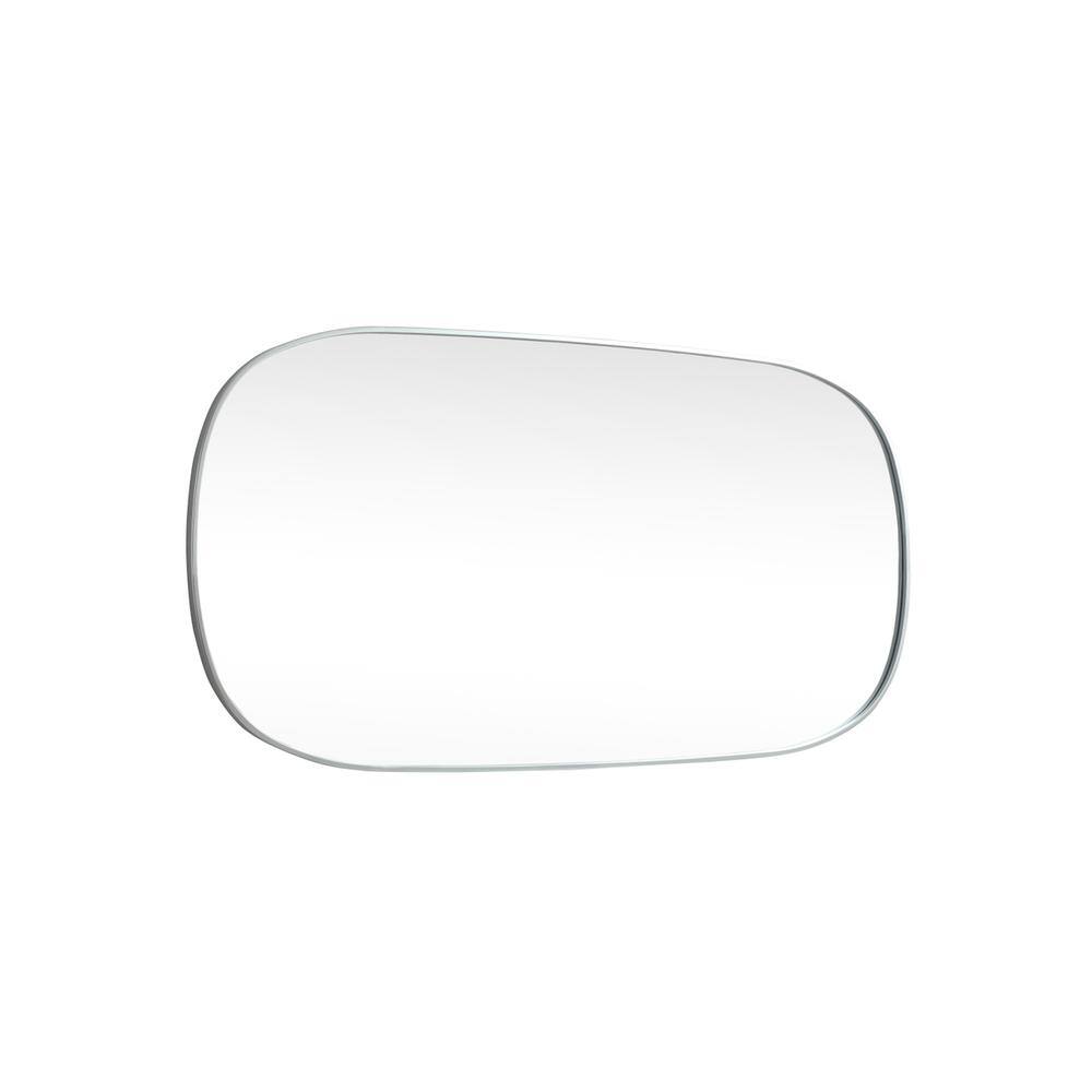 Left. Elegant Decor - Metal Frame Oval Mirror 30x60 Inch in Silver - Silver.