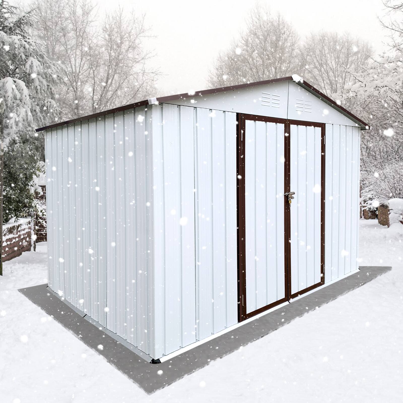 Back. Mondawe - 8x10 FT Metal Garden Sheds Outdoor Storage Sheds - White.