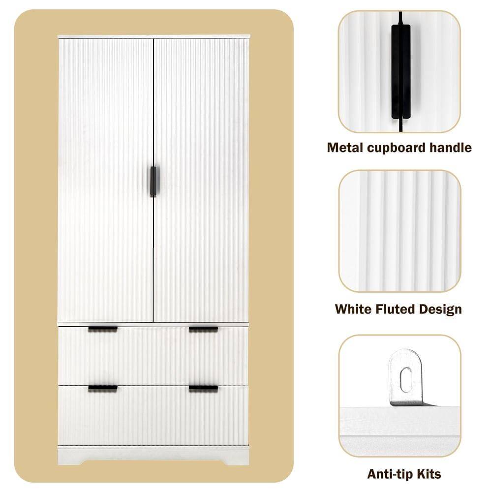 Metal cupboard handle  
White Fluted Design  
Anti-tip Kits