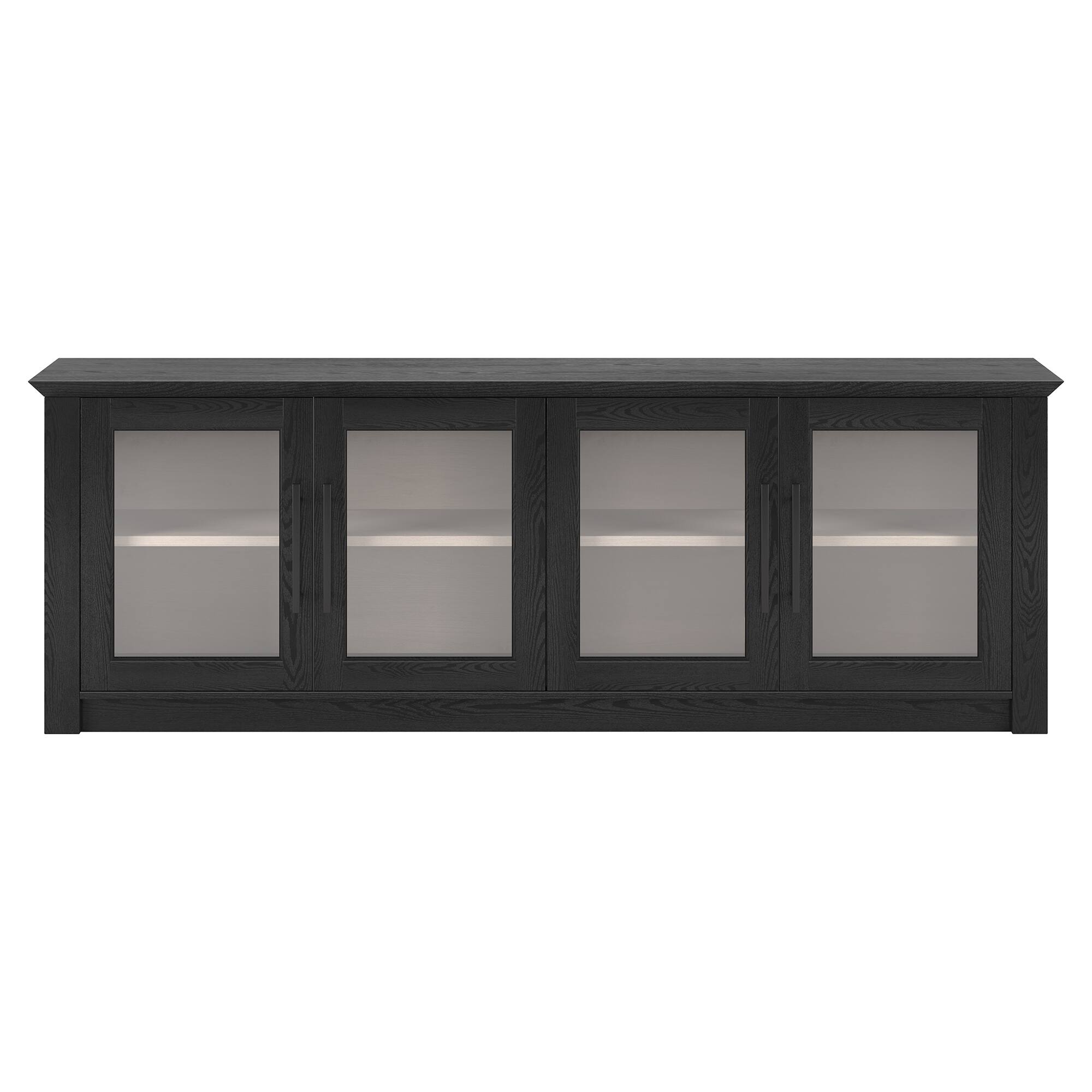 Angle. Hudson&Canal - Thornwell Rectangular TV Stand for TV's up to 78" with Glass Doors in Black Grain/Alder White - Black Grain/Alder White.