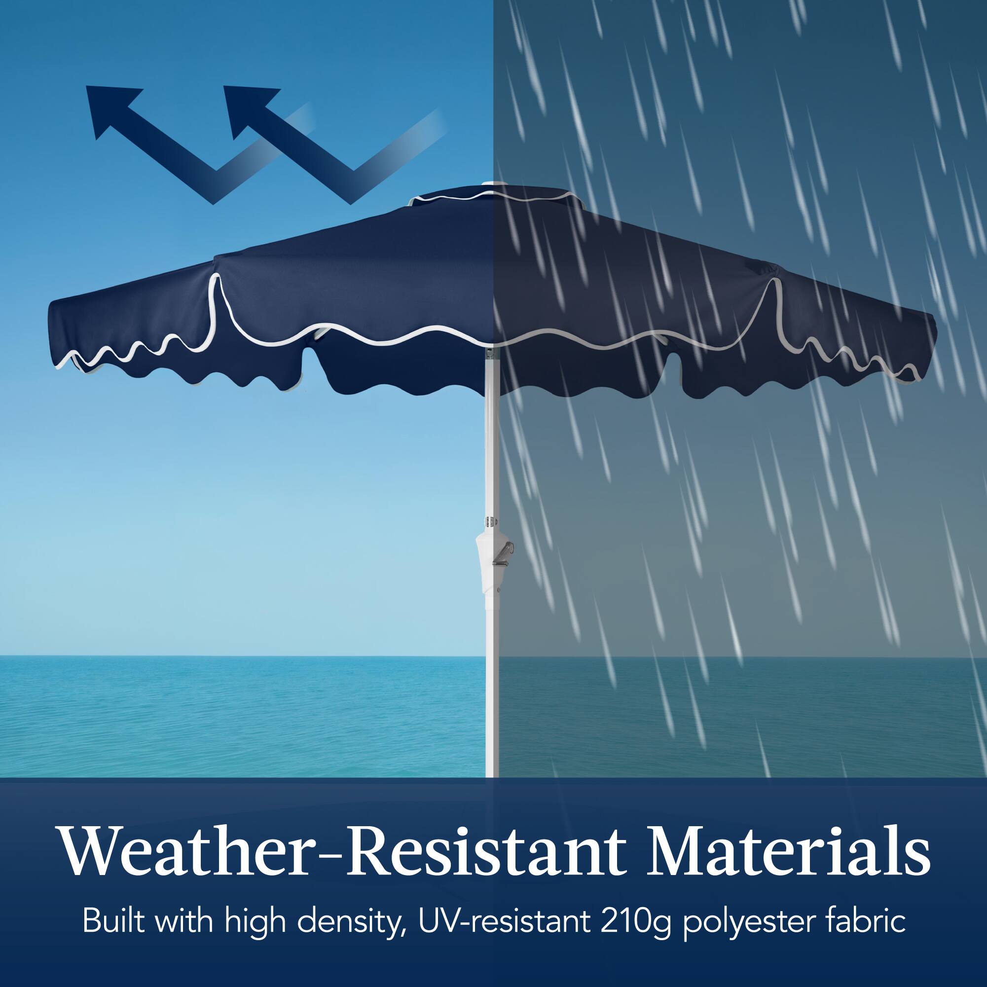 Weather-Resistant Materials  
Built with high density, UV-resistant 210g polyester fabric