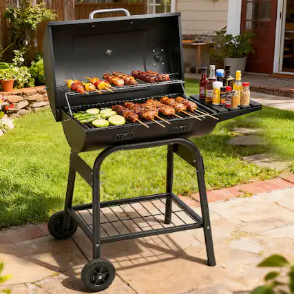 Front. Winado - Charcoal Grill with Side Shelf Stainless Steel Stove Patio Camping BBQ for Outdoor Garden.
