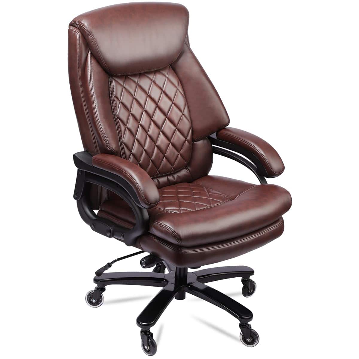 Forest'nSky - Big & Tall Office Chair for Heavy People - 500lb Capacity Executive Desk Chair with Wide Seat - Brown