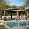 Front. U-HOMY - Aluminum Double-Roof Gazebo with Polycarbonate Roof, Sliding Curtains and Mesh Screens for Outdoor Patio & Backyard - 12'x20'.