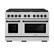 Front. ZLINE - ZLINE Autograph 48 in. Paramount Satin Steel Gas Range w/ 8 Burners & Black Accents (SGRSZ-48-MB) - Stainless Steel.