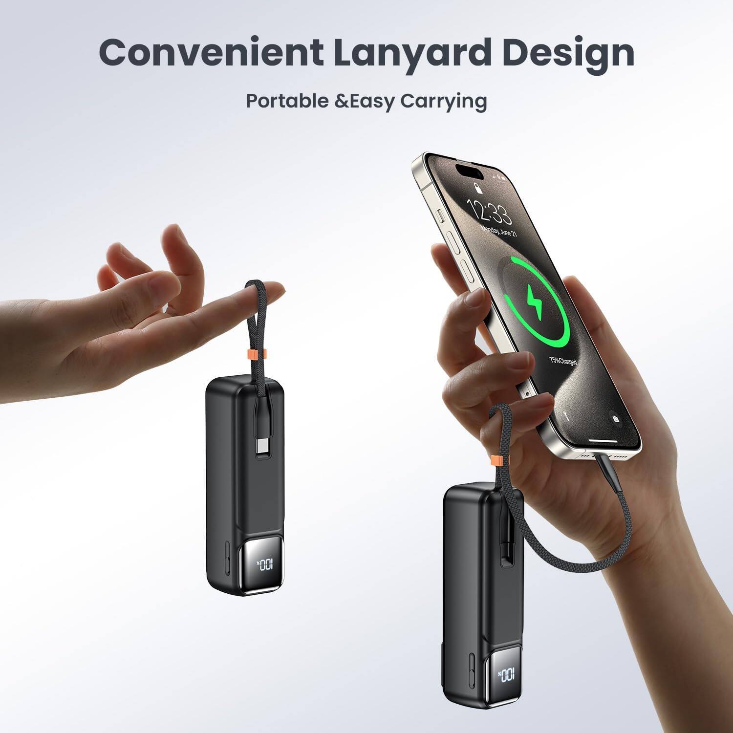 Convenient Lanyard Design  
Portable & Easy Carrying  

12:33  
Meco Aani  
70%  
00