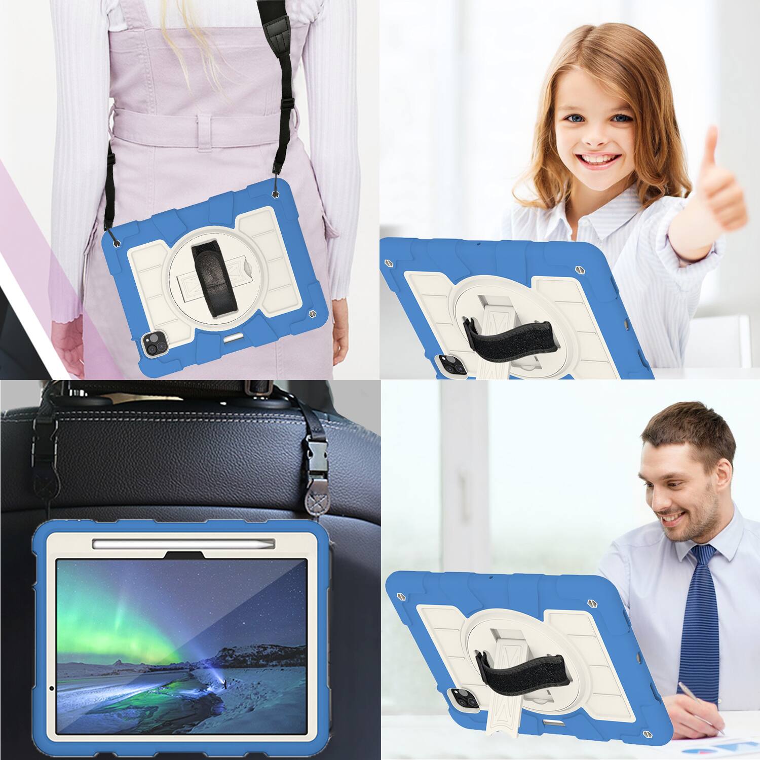 Alt View 5. Dteck - Heavy Duty Rugged Case for Apple iPad Air (M4) 11" 2026&2025&2024,Shockproof Kickstand Cover with Shoulder Strap - D.