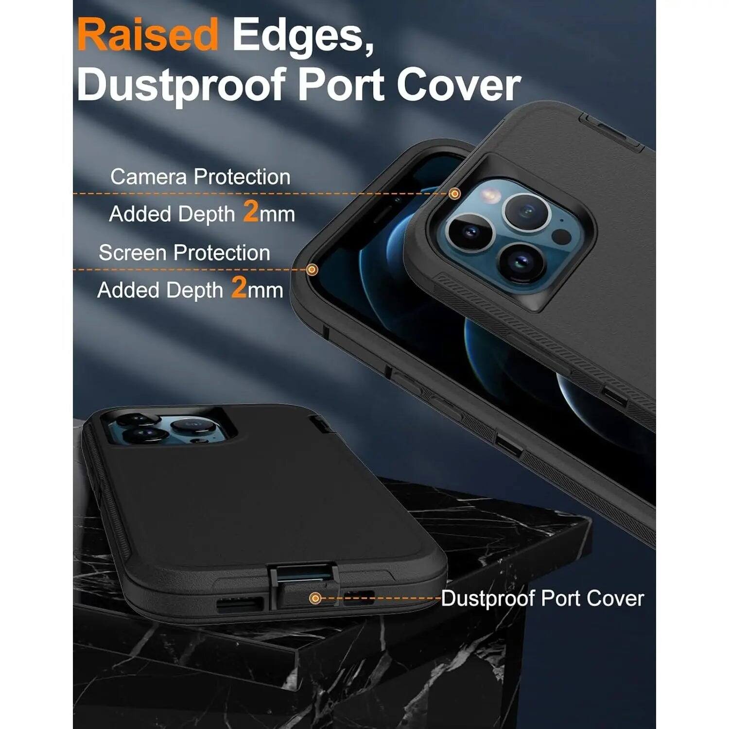 Raised Edges, Dustproof Port Cover

Camera Protection
Added Depth 2mm

Screen Protection
Added Depth 2mm

Dustproof Port Cover