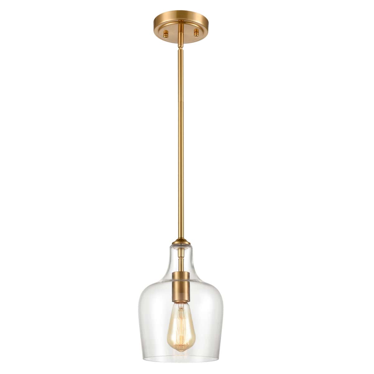 Alt View 1. MOOSE - Modern Brass Glass Pendant Light for Kitchen Rod-Hung - Gold.