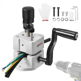 VEVOR - Manual Wire Stripping Machine, 0.06-1 in, Portable Copper Stripper with Hand Crank or Drill Powered,64Mn Quenched Blades - Grey;Black