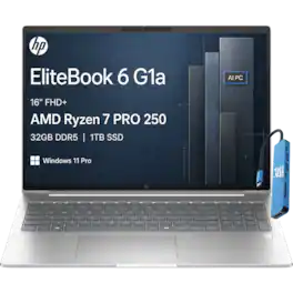 HP - Upgraded - EliteBook 16 - 6 G1a 16" FHD+ AI Notebook - EliteBook 665 - AMD Ryzen 7 PRO 250 2025 - 32GB RAM - 1TB SSD - Win11Pro - Silver
