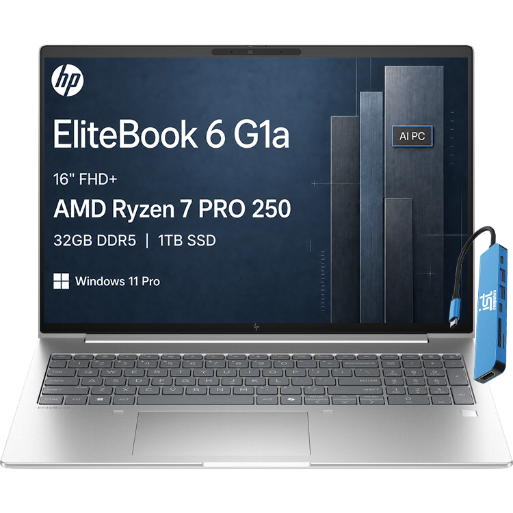 hp EliteBook 6 G1a  
AIPC  
16" FHD+ AMD Ryzen 7 PRO 2500U  
32GB DDR5 | 1TB SSD  
Windows 11 Pro