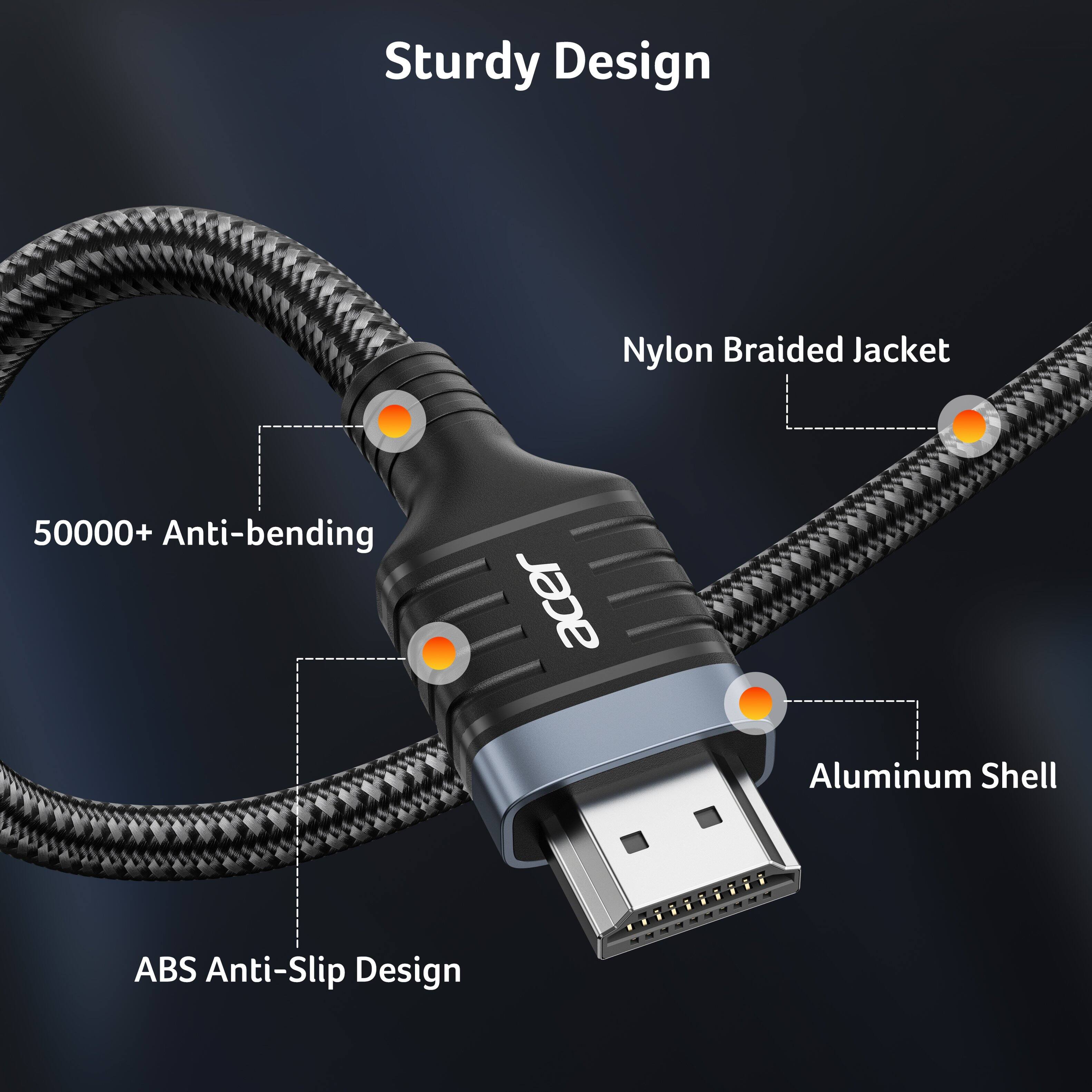 Sturdy Design  
Nylon Braided Jacket  
50000+ Anti-bending  
Acer Aluminum Shell  
ABS Anti-Slip Design