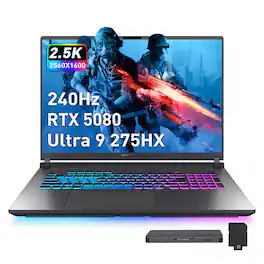 ASUS - ROG Strix G18 18" Gaming Laptop,Intel Ultra 9 275HX,64GB DDR5,4TB SSD+1TB Dock Set,GeForce RTX 5080,Win 11 Pro - Gray