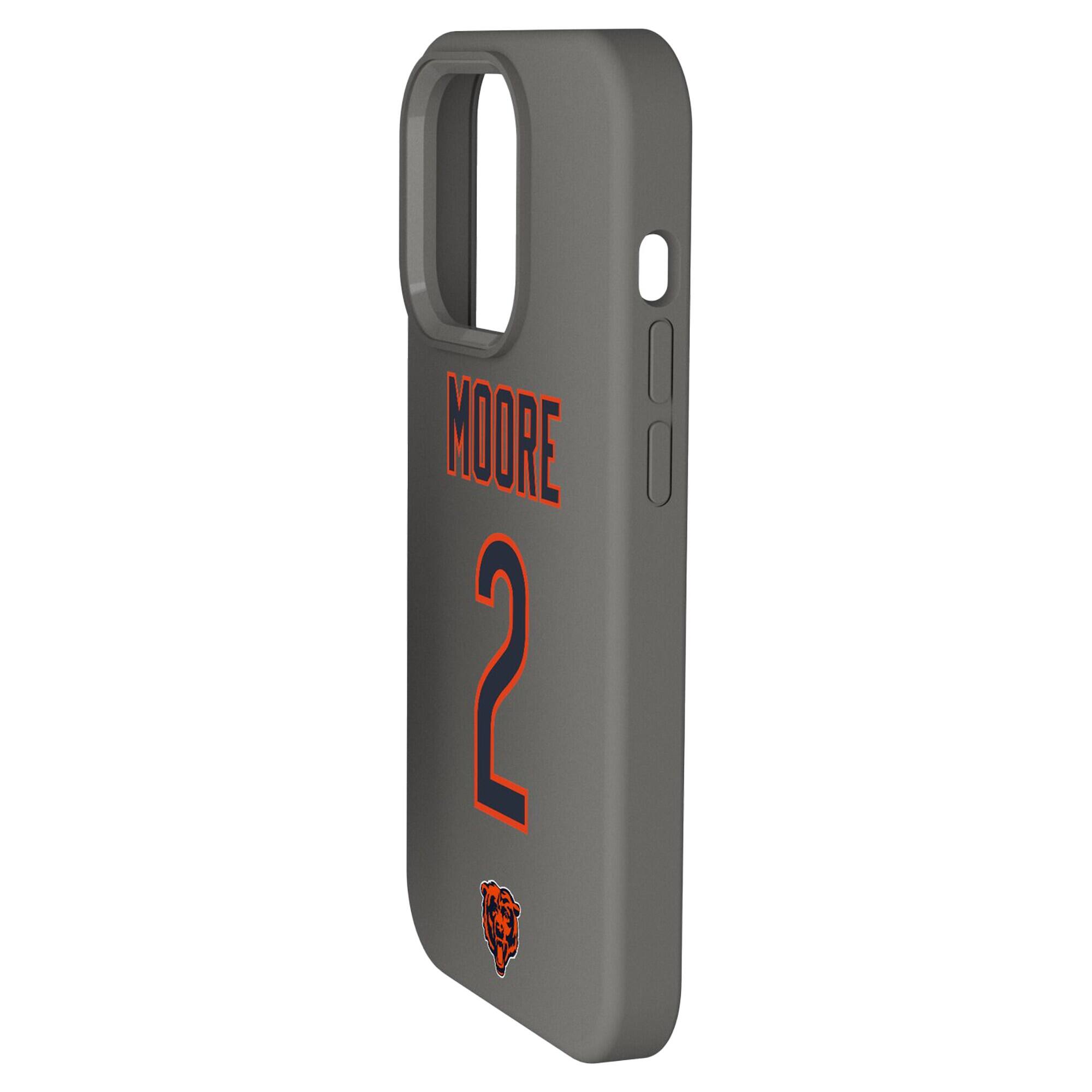 Alt View 1. Keyscaper - D.J. Moore Gray Chicago Bears Ready Soft Touch iPhone Case - 14 Plus - Gray.