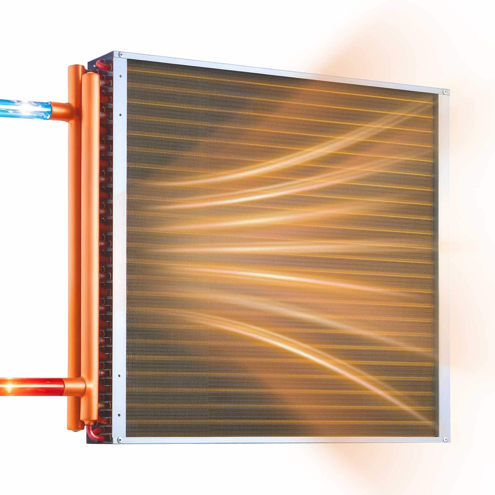 VEVOR - Water to Air Heat Exchanger, 24 x 24 in Finned Tube HVAC Heat Exchanger Coil with Copper Tubes & Aluminum Fins, 225K BTU - Red-brown;Silver
