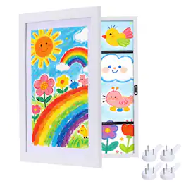Unique Bargains - Art Frames, 8.5x11" Front Opening Picture Display Frame Changeable Artwork Storage Holds 50 Drawings - White