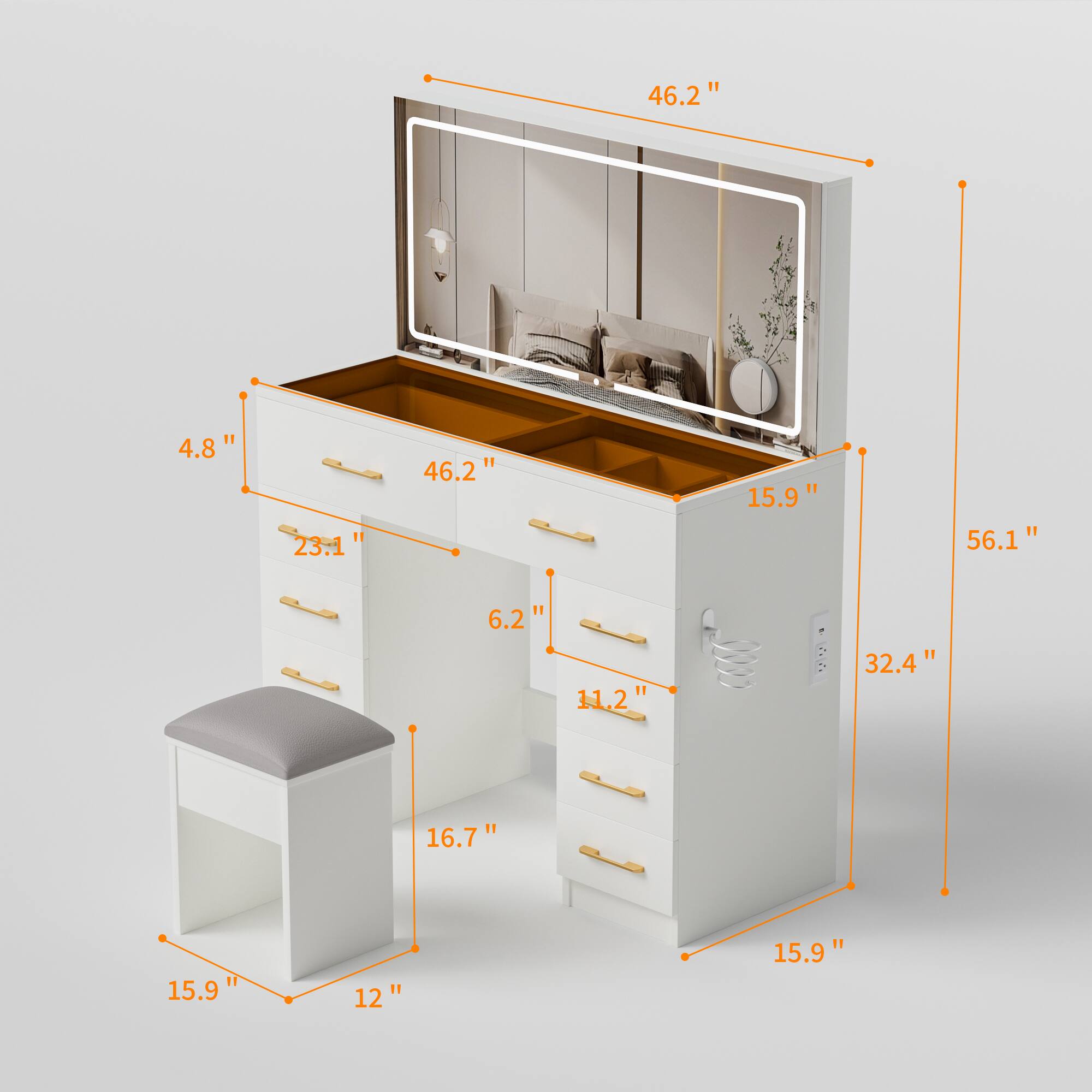 46.2"  
4.8"  
23.1"  
46.2"  
15.9"  
56.1"  
6.2"  
11.2"  
32.4"  
16.7"  
15.9"  
12"  
15.9"