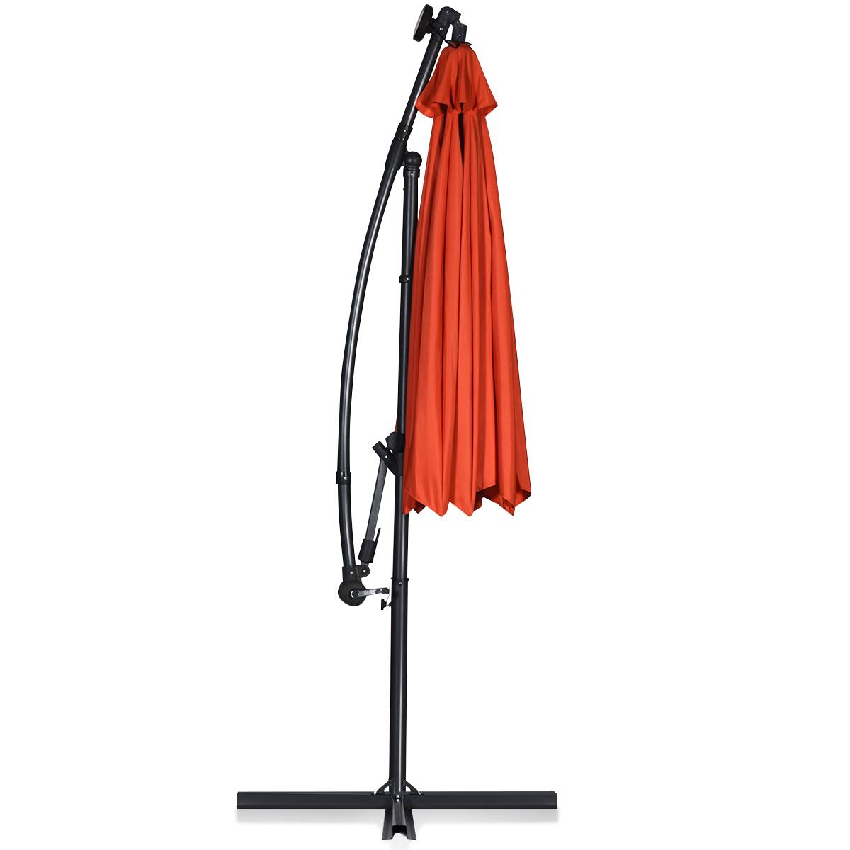 Alt View 1. Costway - 10FT Patio Offset Umbrella Solar LED 360degrees Rotation - Orange.