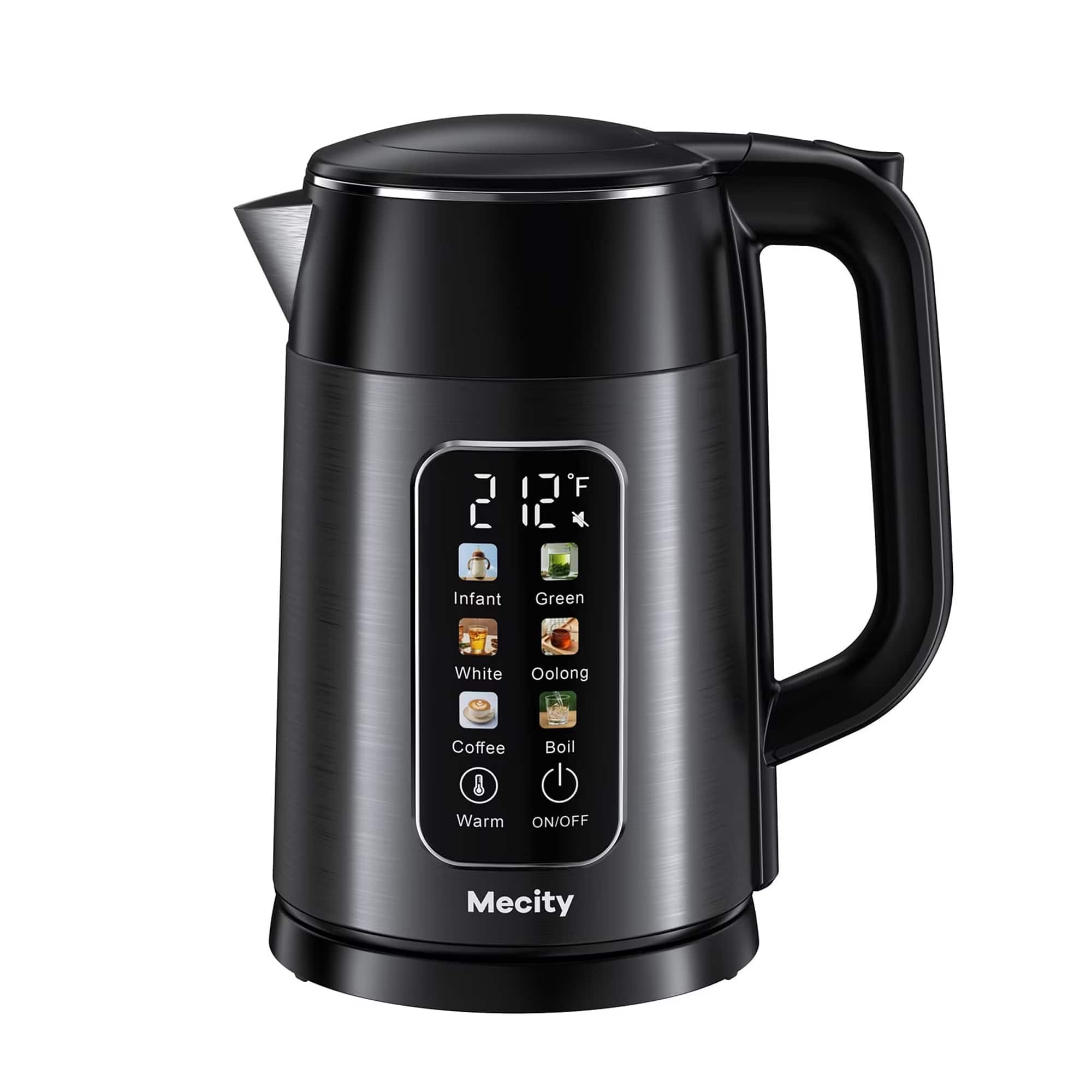 Mecity - Electric Kettle Touch Screen Temperature Control Water Boiler, 6 Preset Temperature Programs, 1.7 Liter Dark Grey - Gray
