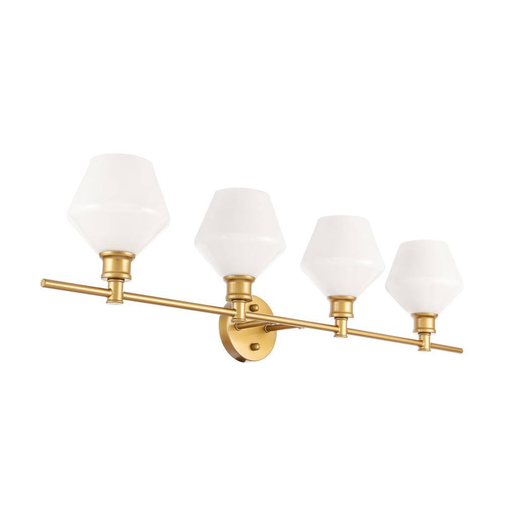 Alt View 2. Living District - Gene 4 light Brass and Frosted white glass Wall sconce - Brass And Frosted White Glass.