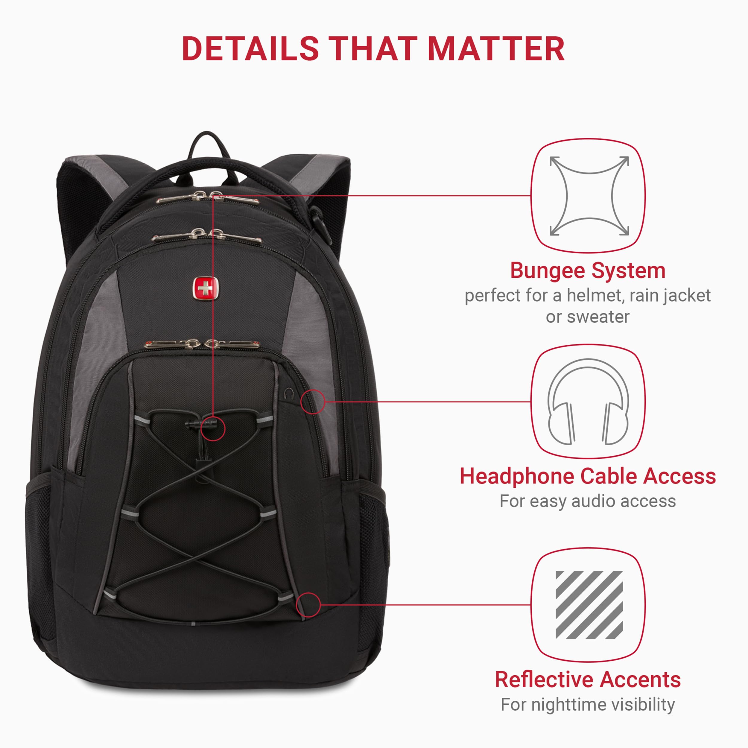 Cozy Serene 1186 Bungee Backpack Black/grey 17 inch Vintage Khaki ...