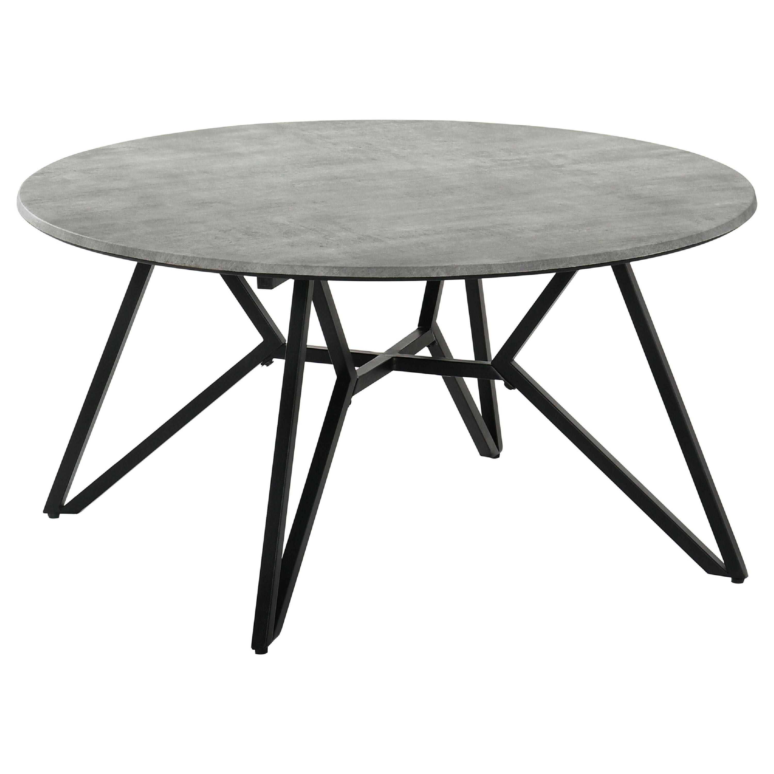 Alt View 2. Manhattan Lane - Aya 2pc Coffee and End Table Set, Gray Faux Cement Top, Metal - Gray, Black.