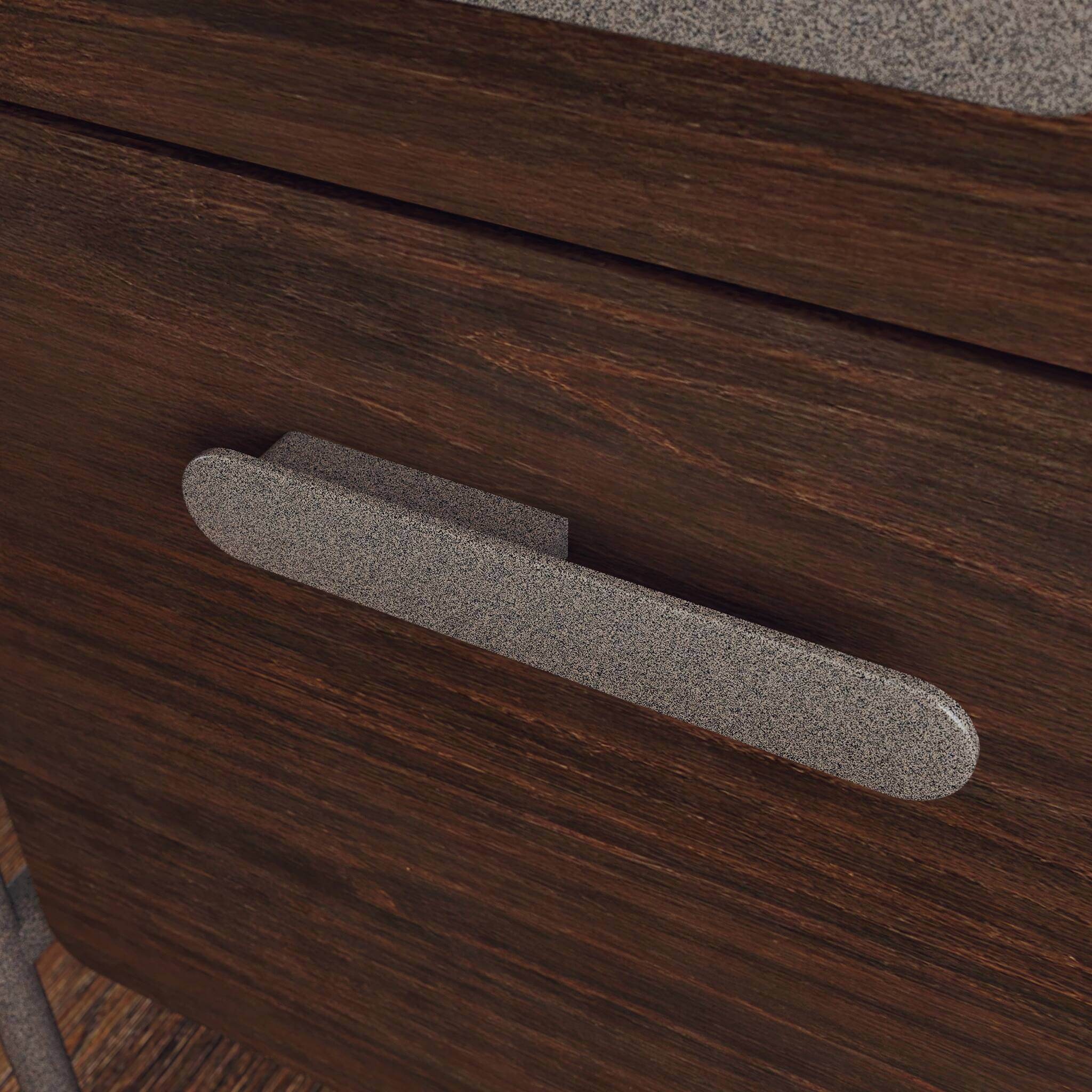 Back. Spaco - Compact Computer Desk, 2 File Drawers, Safety Interlock, Oak Metal Frame - Brown.