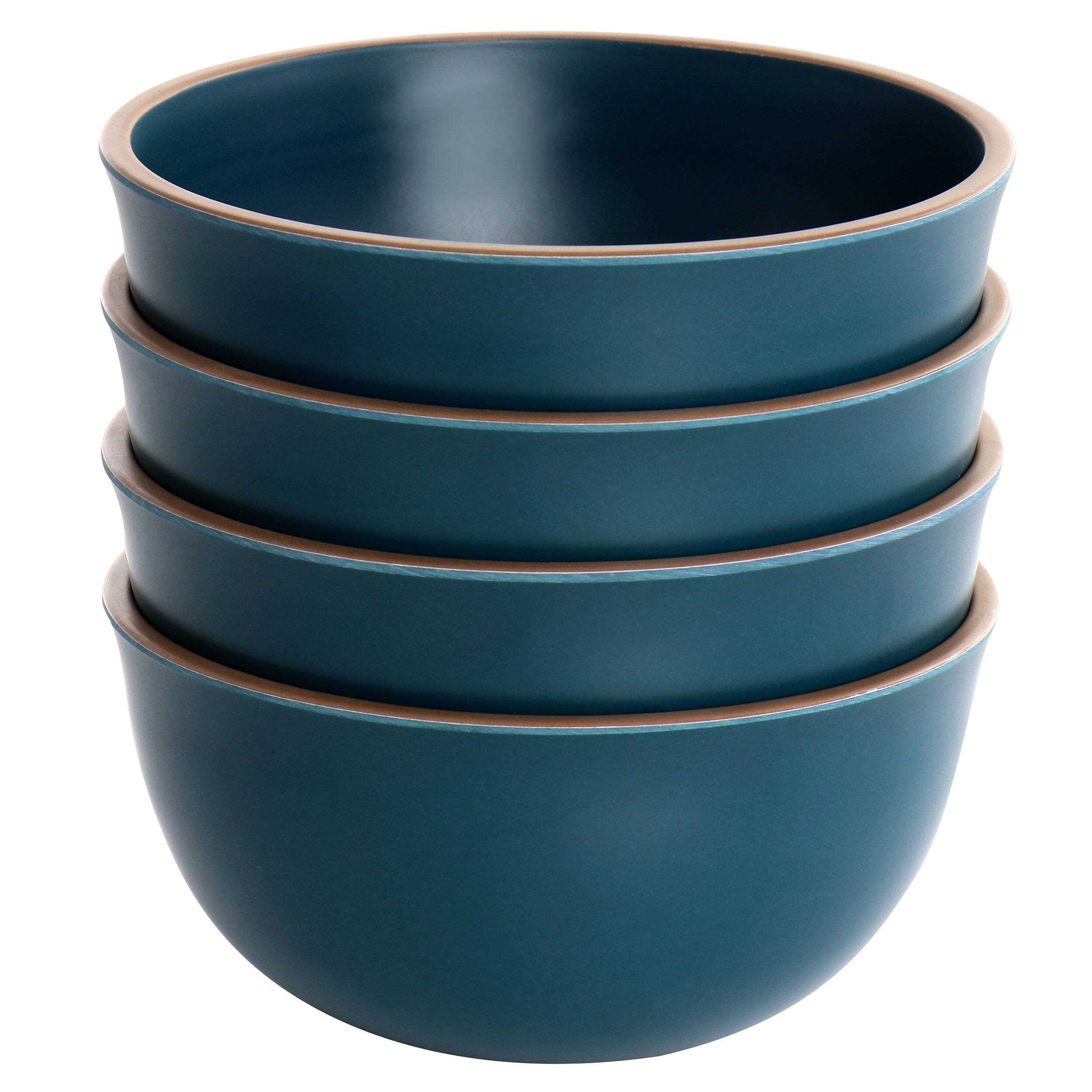 Alt View 1. Gibson - Gibson Home Rockabye 4 Piece Melamine Cereal Bowl Set in Dark Teal - Blue.