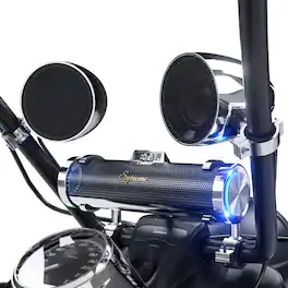 GoHawk - Bluetooth Motorcycle Speakers: 8-Speaker Waterproof Aluminum Stereo Soundbar w/ 4" External Speakers, FM/USB/LED - Chrome