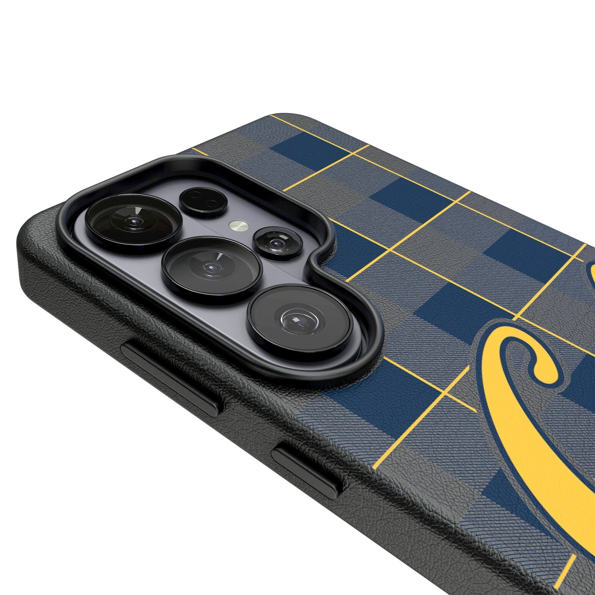 Alt View 2. Keyscaper - Cal Bears Plaid Galaxy Magnetic Bump Case - S24 Ultra - Black.