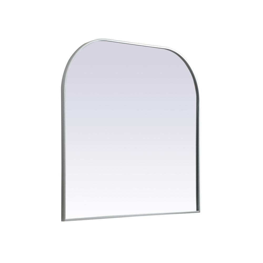 Left. Elegant Decor - Metal Frame Arch Mirror 40x38 Inch in Silver - Silver.