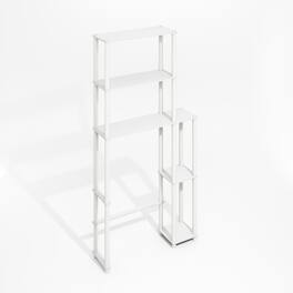 Furinno - Turn-N-Tube Freestanding Over-The-Toilet Storage Rack with 5 Shelves - Plain White/White