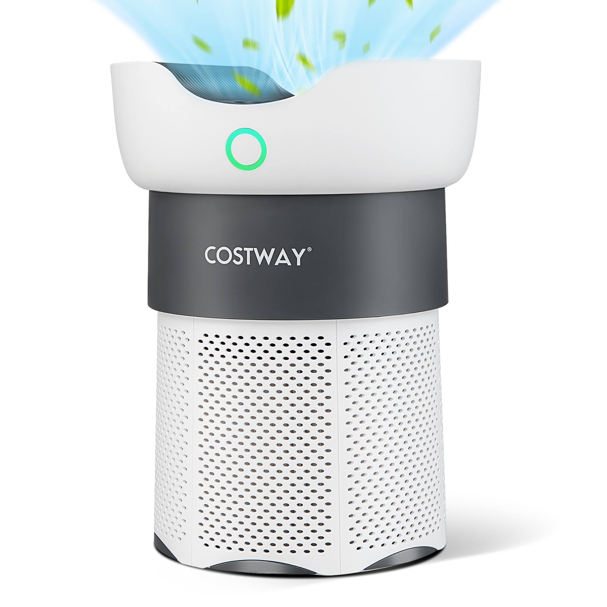 Front. Costway - Costway Air Purifier for Home Office up to 1300 Sq Ft H13 True HEPA Filter Air Cleaner - White.