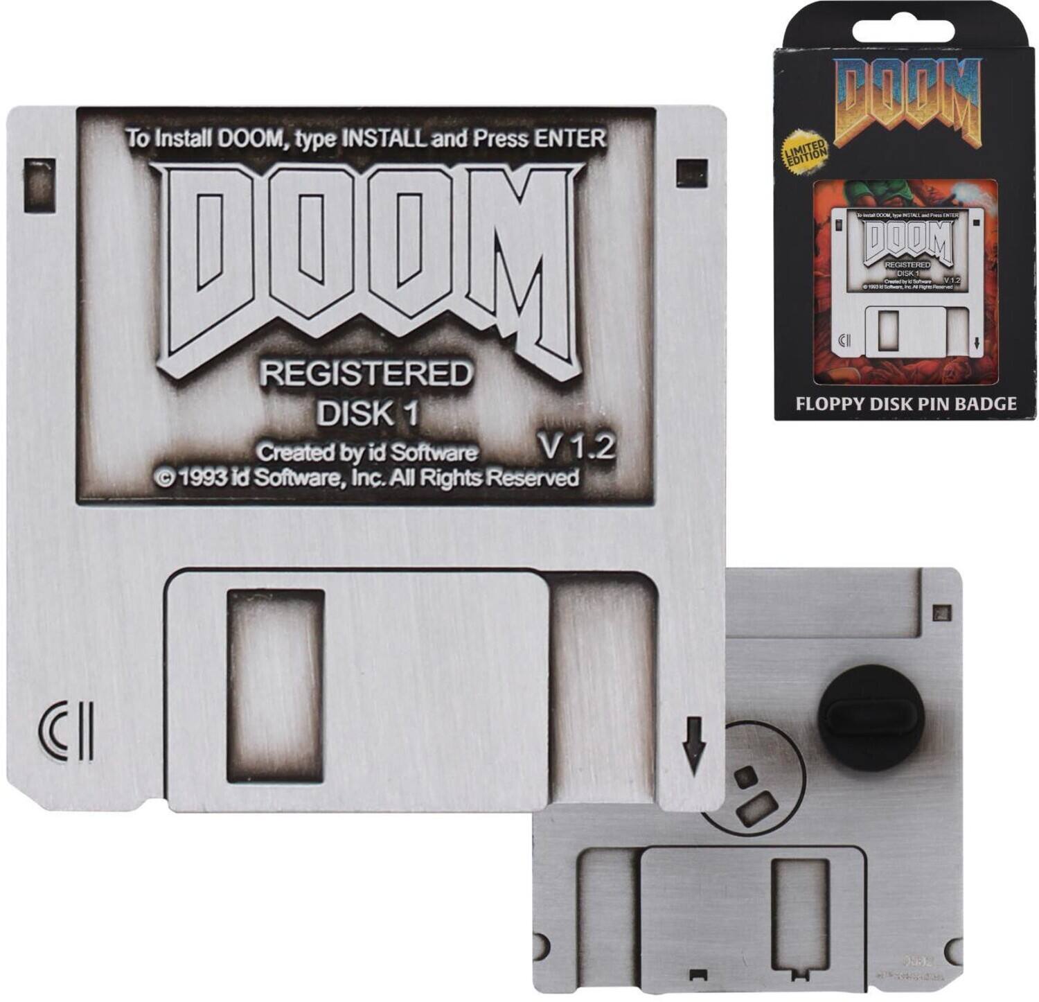 To Install DOOM, type INSTALL and Press ENTER

DOOM
REGISTERED DISK 1
V 1.2

Created by id Software
© 1993 id Software, Inc. All Rights Reserved

LIMITED EDITION
FLOPPY DISK PIN BADGE