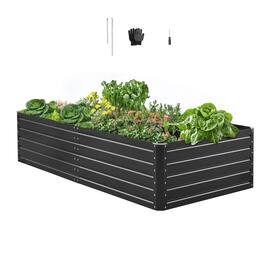 VEVOR - Metal Raised Garden Bed, 6.7 x 3 x 1.5 ft Outdoor Galvalume Planter Garden Box, Open Bottom Design, Large Planter Raised - Gray