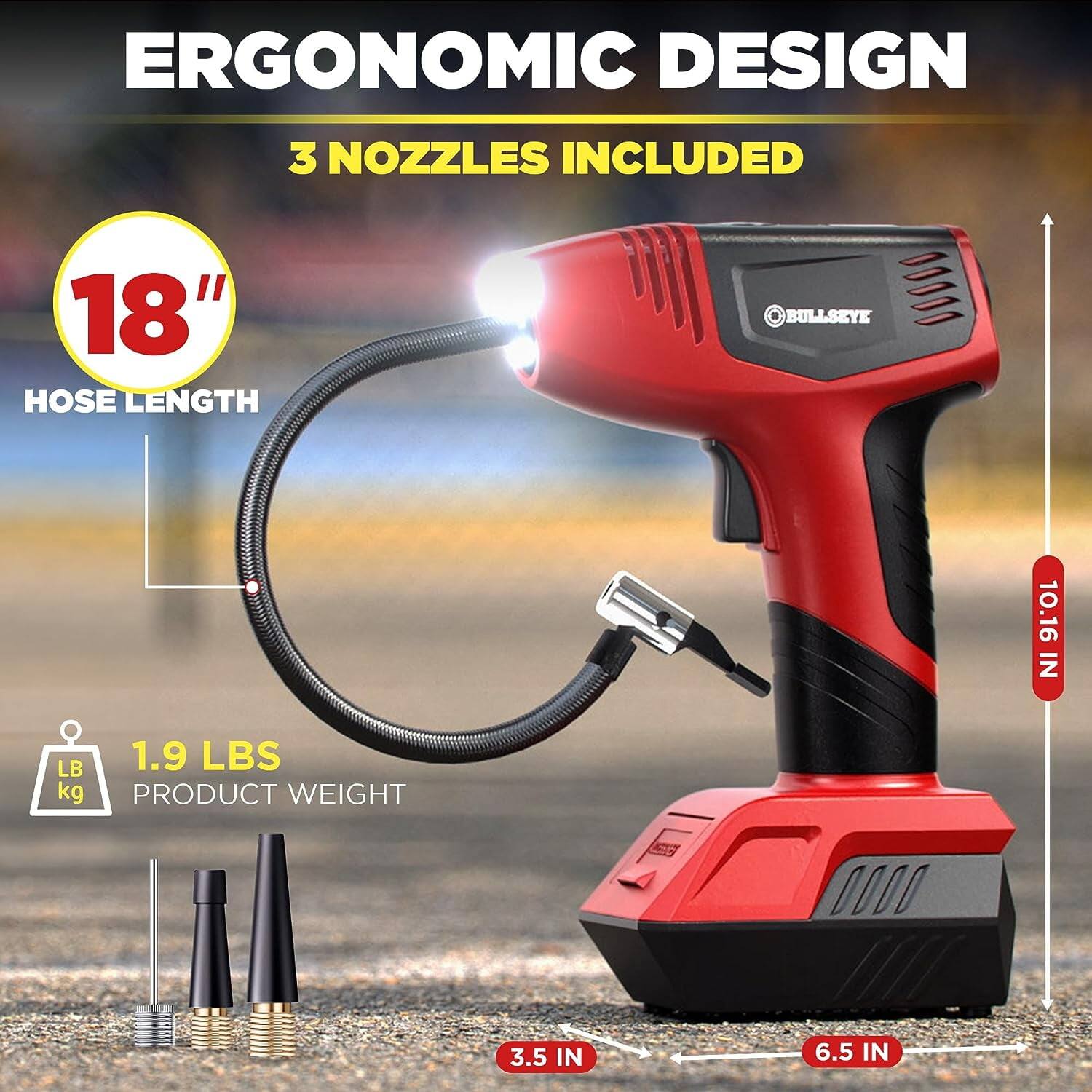 ERGONOMIC DESIGN  
3 NOZZLES INCLUDED  
18" HOSE LENGTH  
BULLSEYE  
10.16 IN  
1.9 LBS (0.86 kg) PRODUCT WEIGHT  
3.5 IN  
6.5 IN