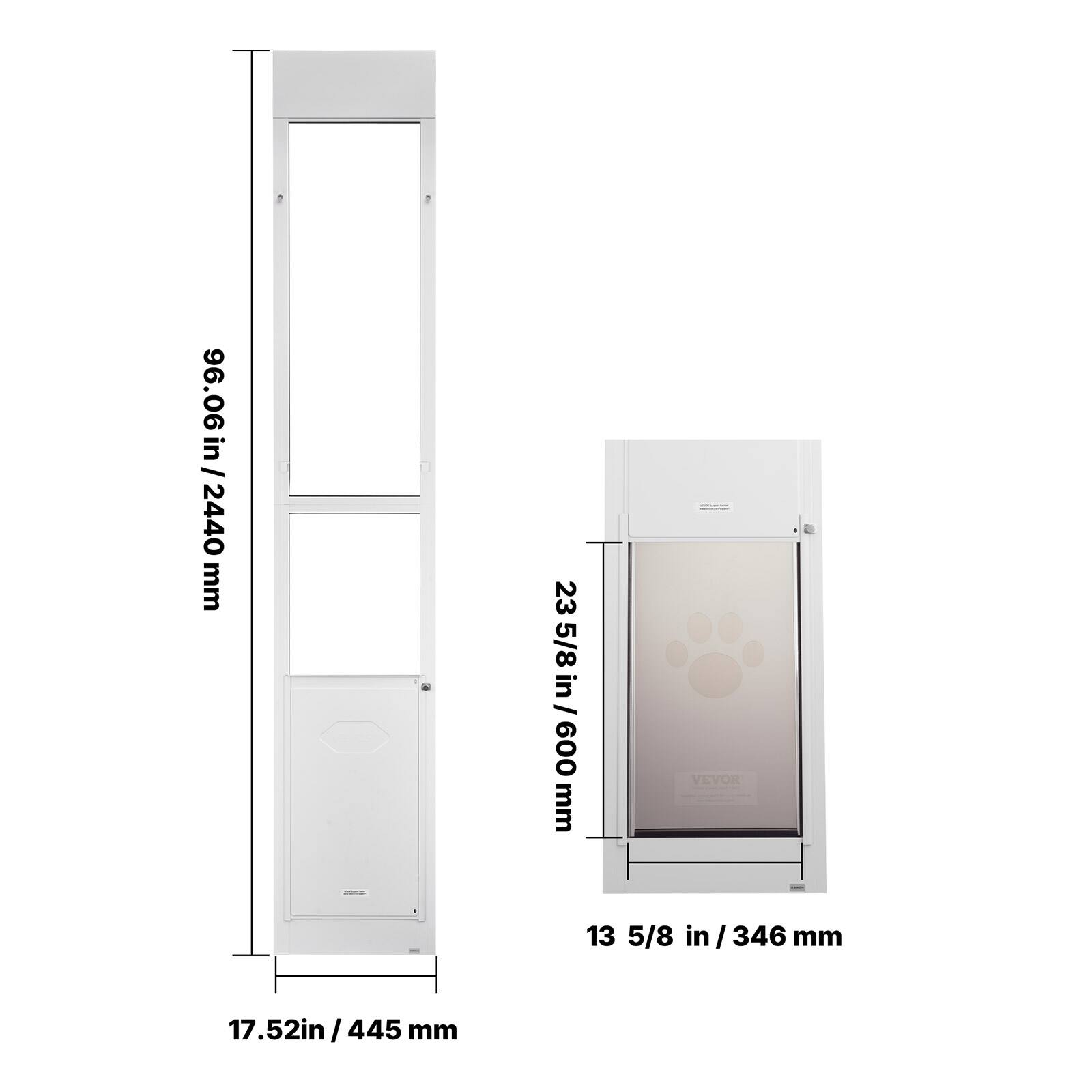 96.06 in / 2440 mm  
23 5/8 in / 600 mm  
13 5/8 in / 346 mm  
17.52 in / 445 mm