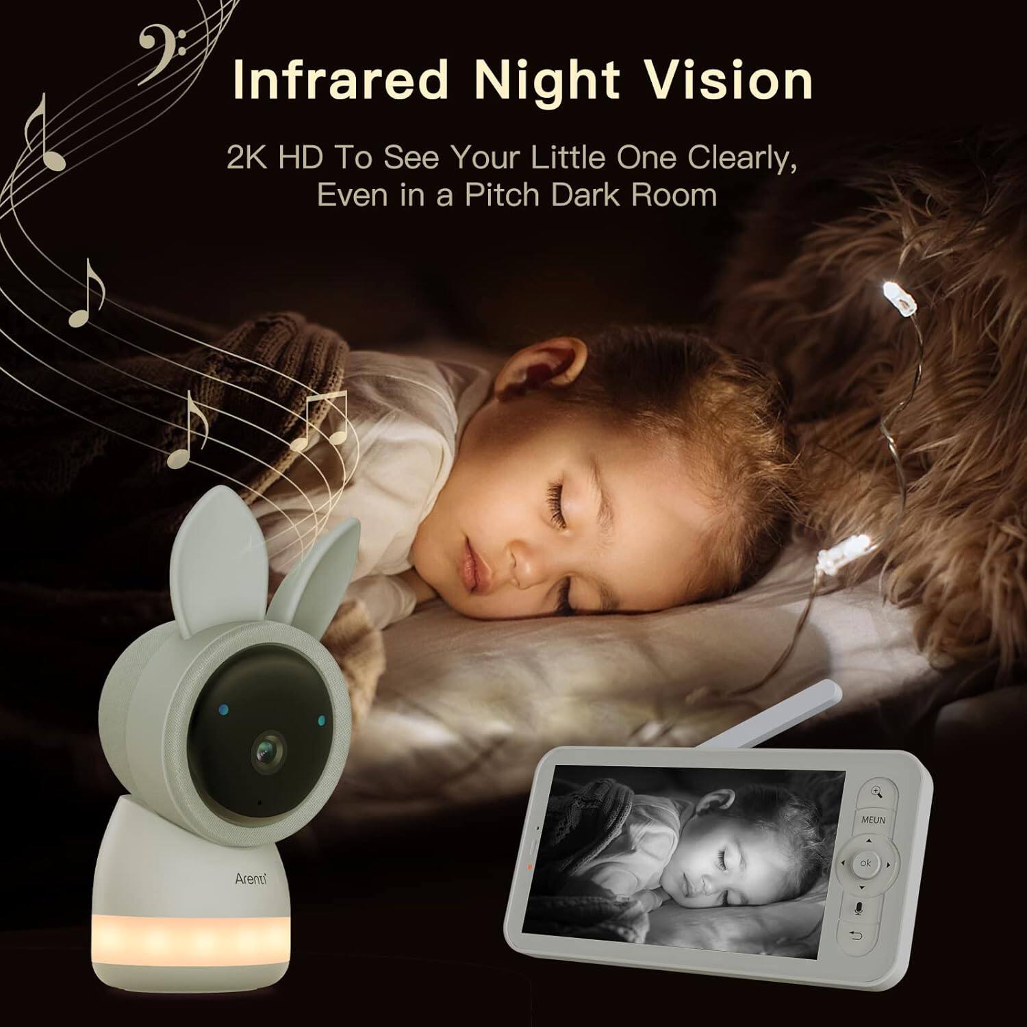 Infrared Night Vision 2K HD To See Your Little One Clearly, Even in a Pitch Dark Room MEUN Arent