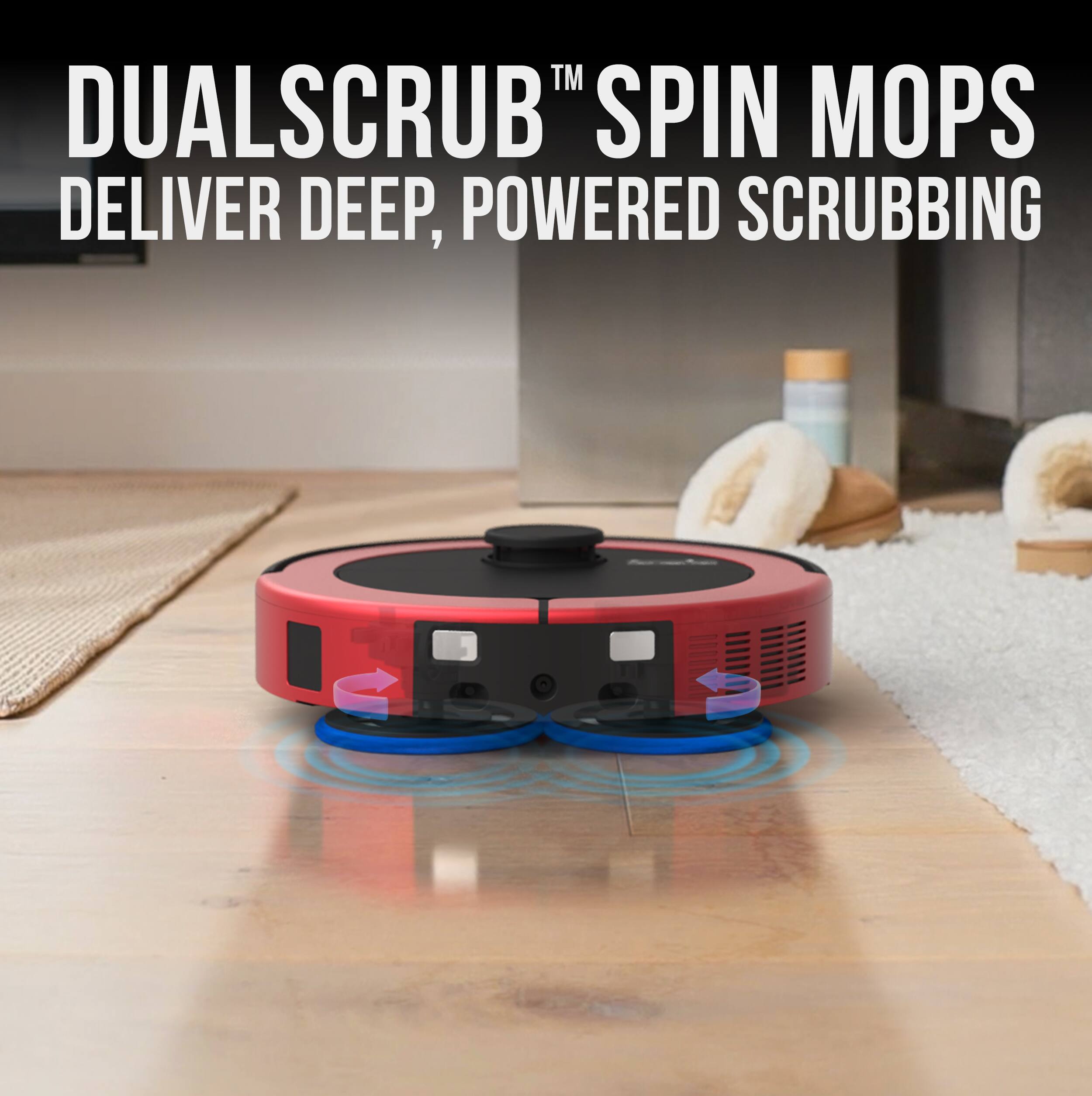 DUALSCRUB™ SPIN MOPS DELIVER DEEP, POWERED SCRUBBING