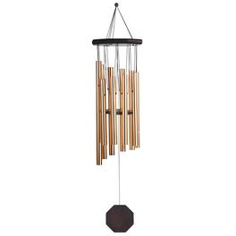 FC Design - 35" Long Traditional Copper Wood Round Top Wind Chime Outdoor Patio or Garden Hanging Decoration - Multi-Color