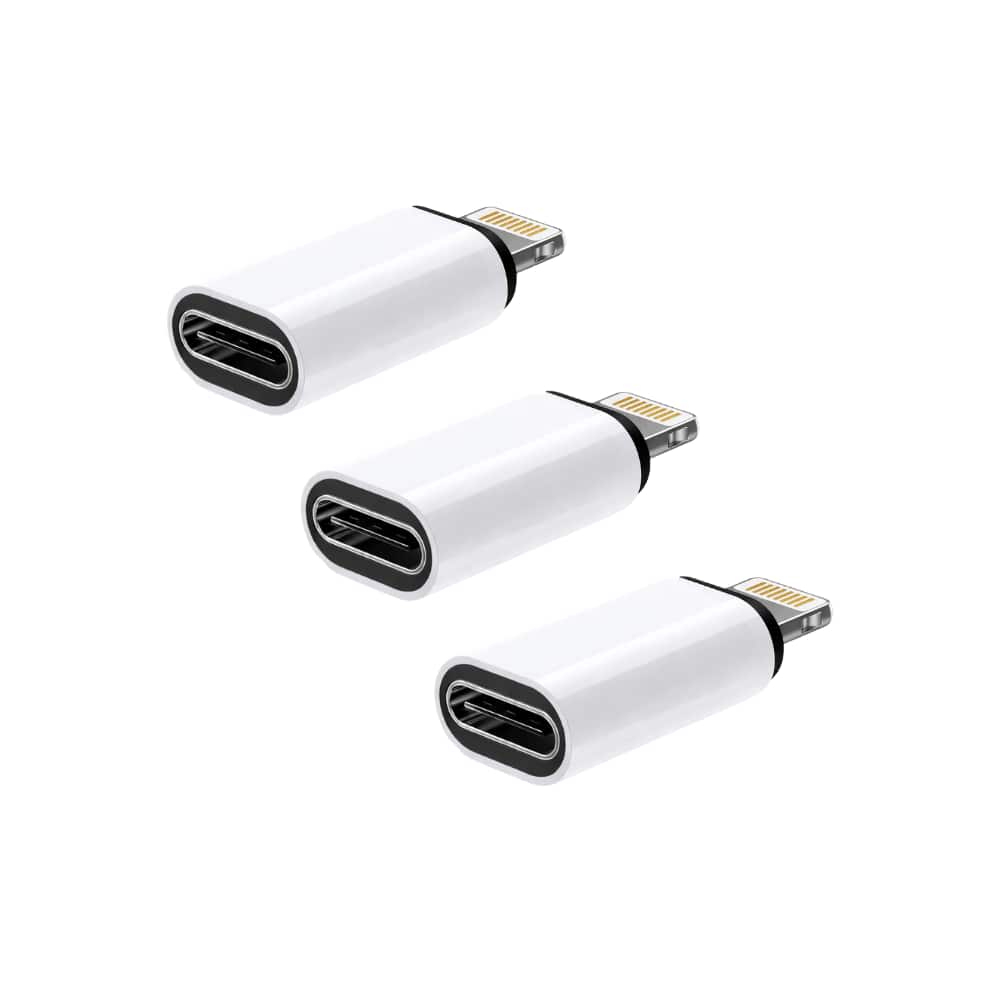 Qixxronics - USB-C Female to Lightning Male Adapter (3-PACK) - White