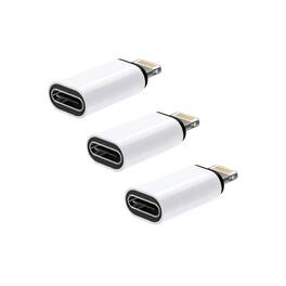 Qixxronics - USB-C Female to Lightning Male Adapter (3-PACK) - White