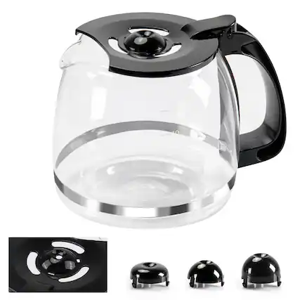 Front. Dapper Styles - 12-cup Glass Coffee Carafe Replacement Pot Compatible With Hamilton Beach Flexbrew 12 Cup Maker 49902 - Default.
