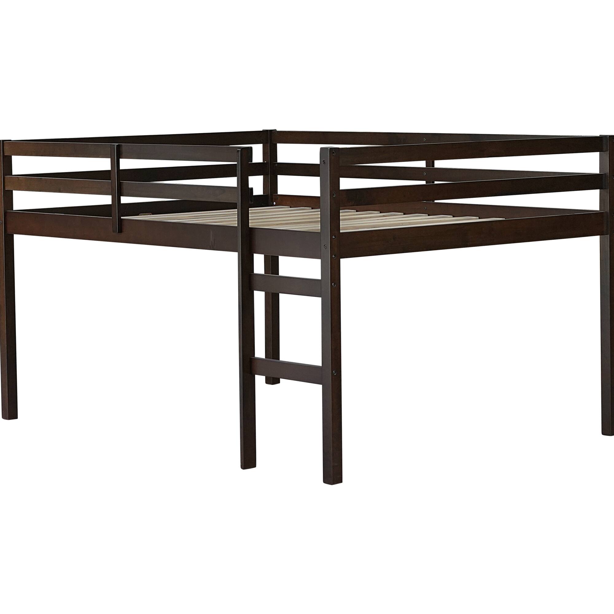 Alt View 5. GOODSILO - Premium Full-Size Loft Bed with Ladder Designed for Space Optimization and Stylish Comfort - Espresso.