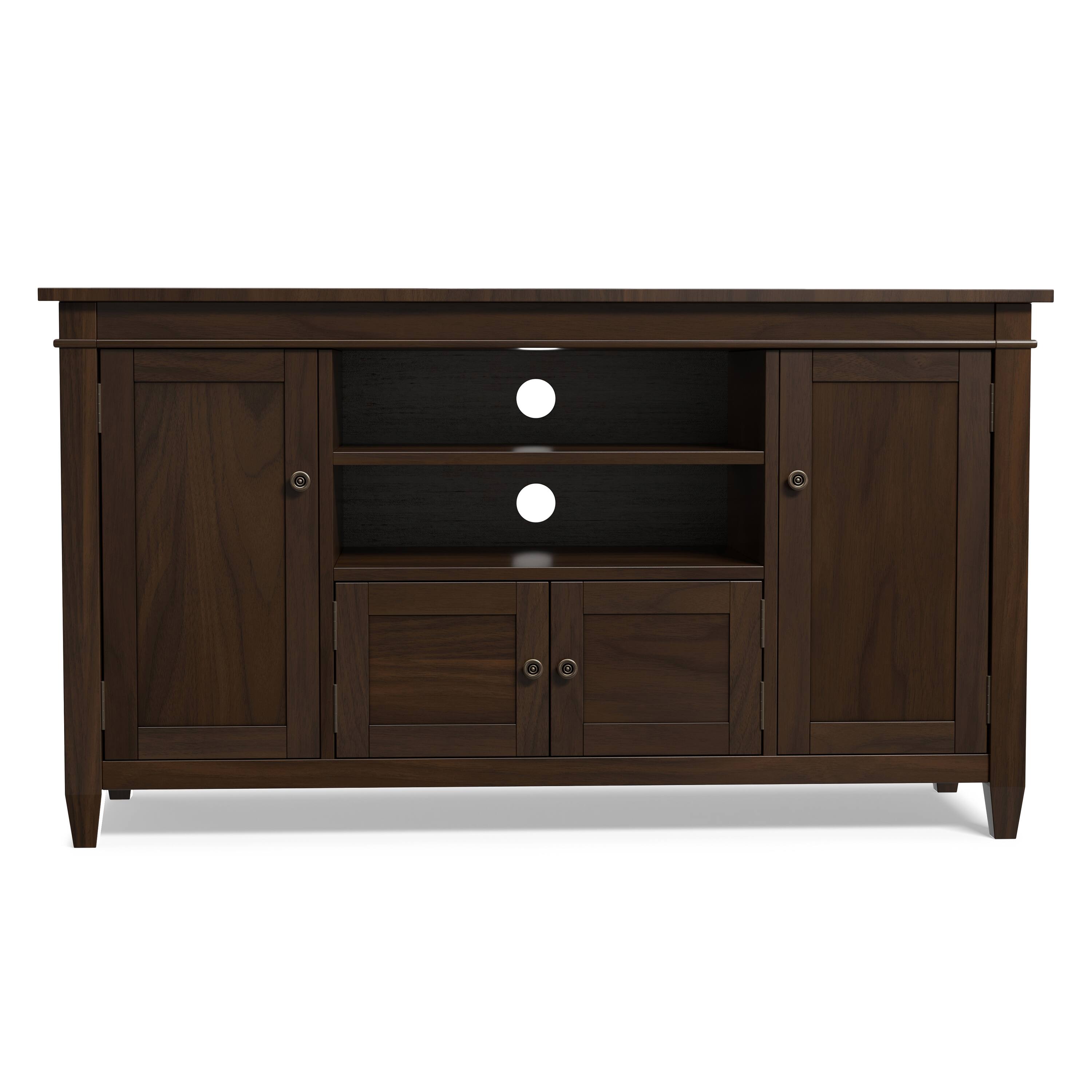Left. Simpli Home - Simpli Home Carlton TV Media Stand - Dark Tobacco Brown.