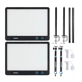 Amaran - Verge LED Panel Light (2-Pack Charcoal) with 2 x Desk Clamp Stand (Black)