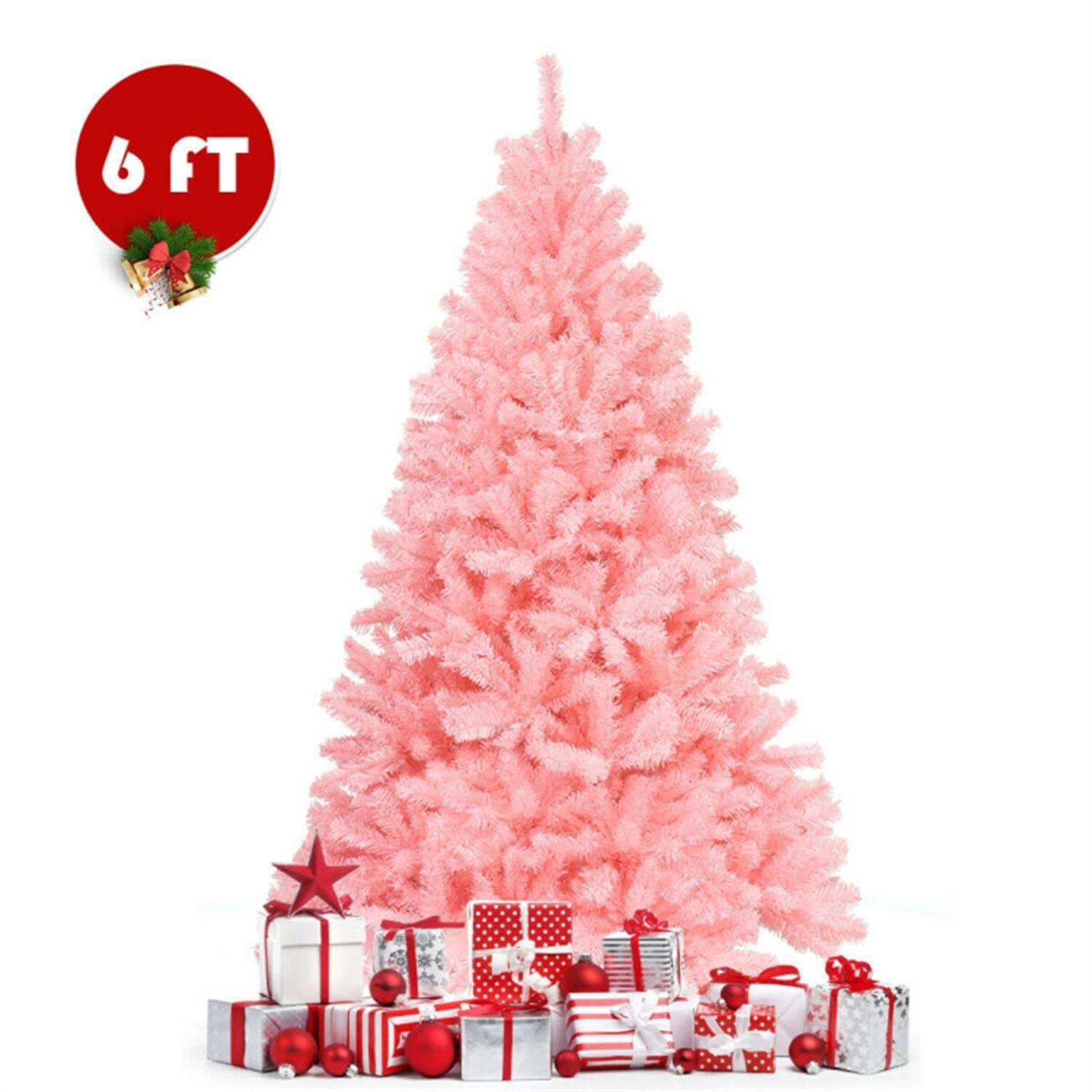 Angle. Pefilos - 6ft Festive Christmas Tree with 1036 Tips, Vibrant Branches for Holiday Cheer, Quality Tips for Maximum Fullness - Pink.